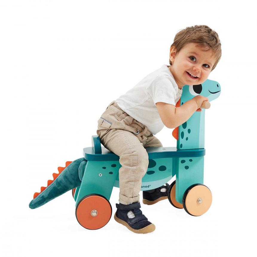 Janod - Portosaurus wooden ride-on dinosaur | Scout & Co