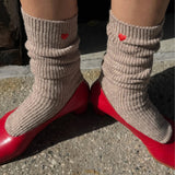 Le Bon Shoppe - Embroidered Snow Socks - Tan + Heart | Scout & Co