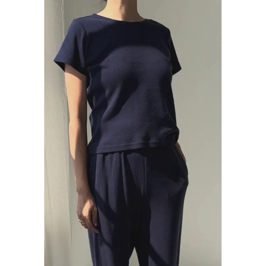 Le Bon Shoppe - Pointelle Babe tee - Navy | Scout & Co