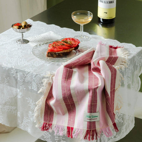 Tarta Gelatina - Striped Napkins (Set of 2) - Burgundy / Pink | Scout & Co