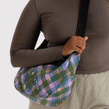 Baggu - Medium Nylon Crescent bag - Green Star Plaid | Scout & Co