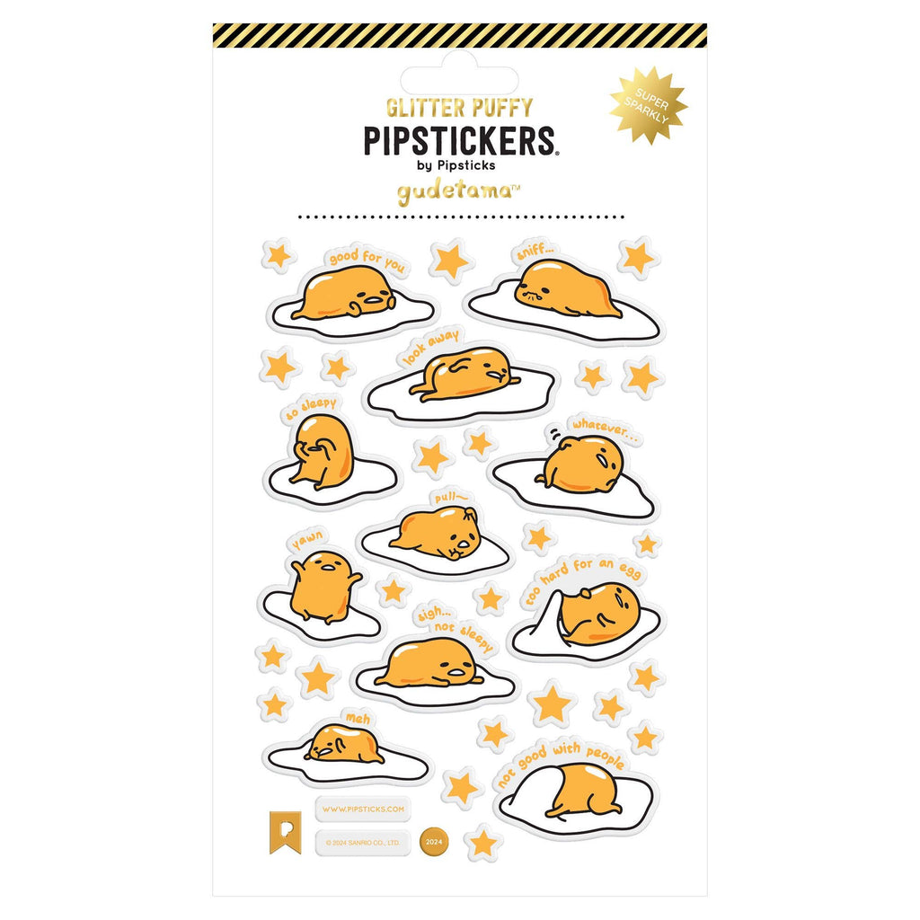 Pipsticks - Gudetama Gude Vibes Only Glitter Puffy stickers | Scout & Co