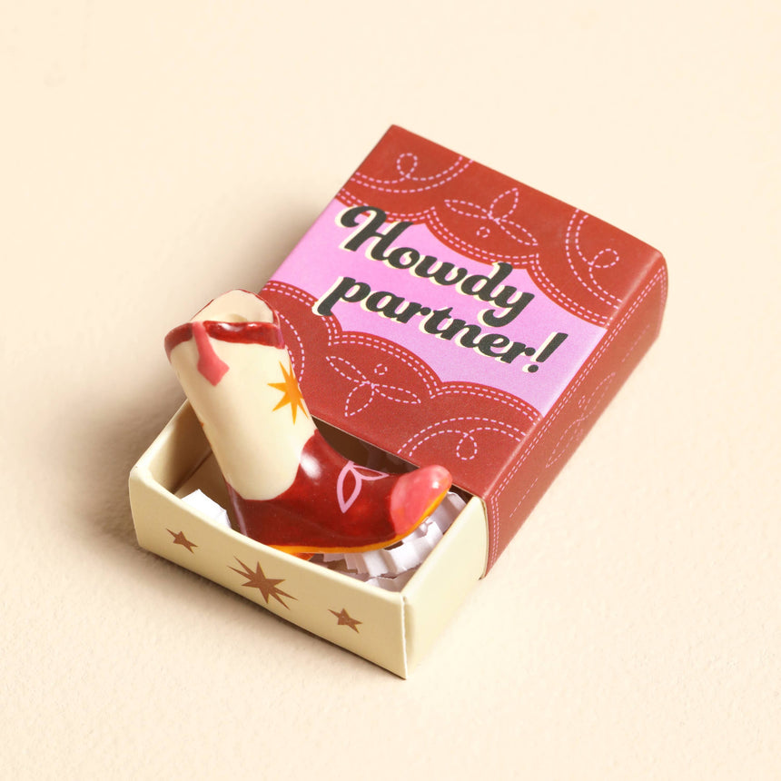 Lisa Angel - Tiny Matchbox Ceramic Token: Cowboy Boot