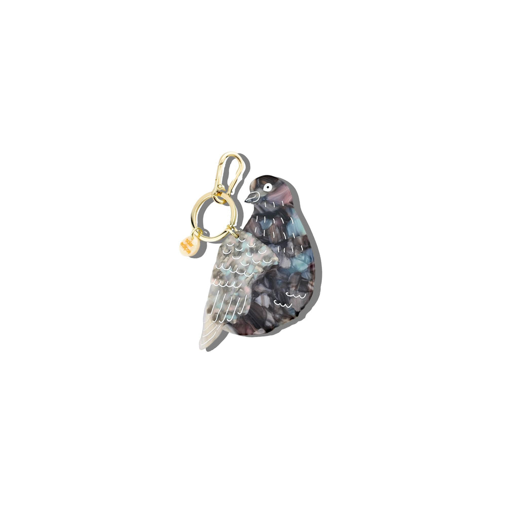 Solar Eclipse - Pigeon handpainted bag charm + key chain | Scout & Co