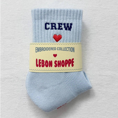Le Bon Shoppe - Embroidered Crew Socks - Sky Blue | Scout & Co