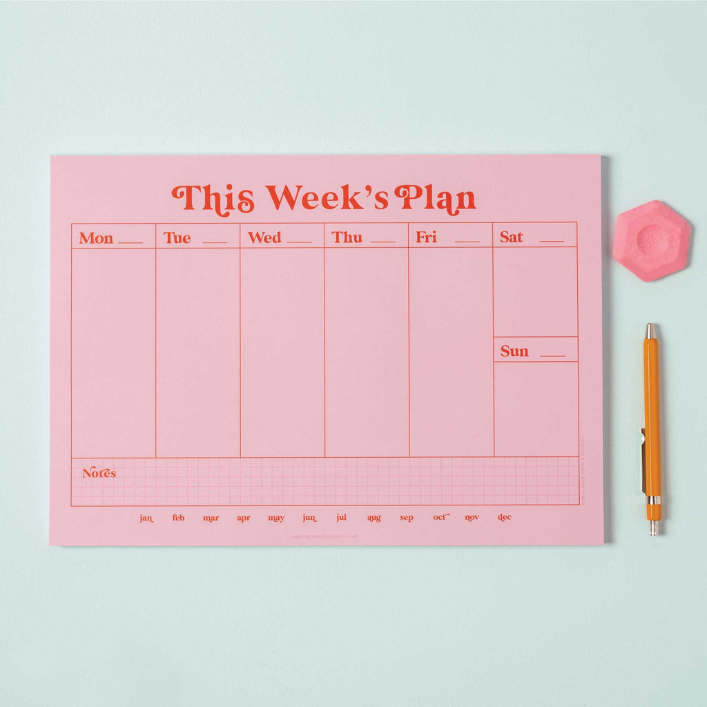 Good Tuesday - A4 Weekly Planner Pad - Pink & Red | Scout & Co