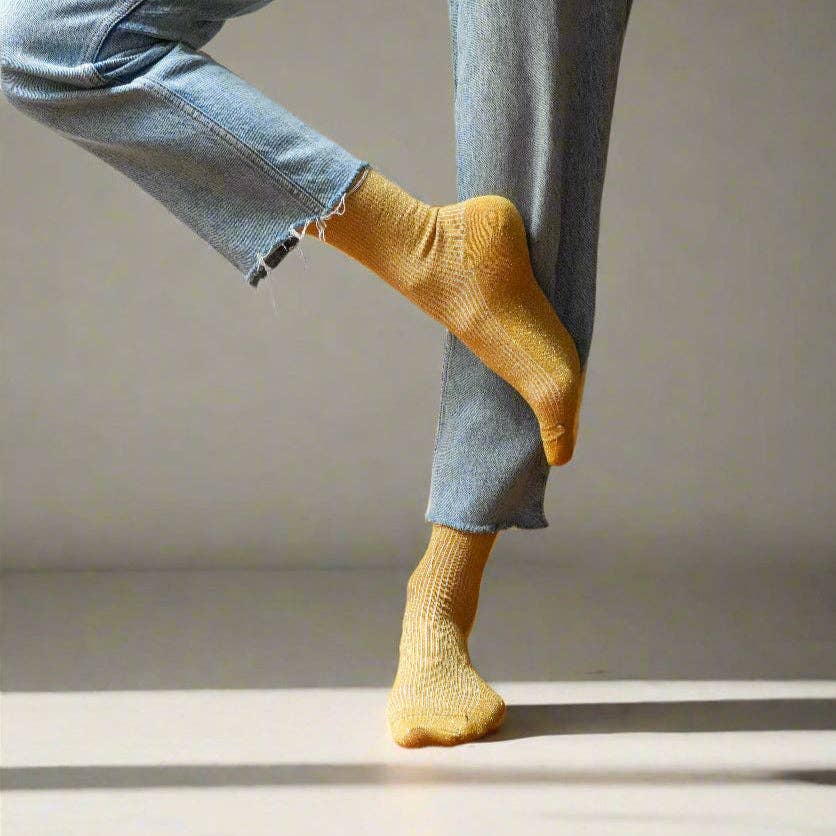 Klue - Glitter Lurex socks - Mustard | Scout & Co