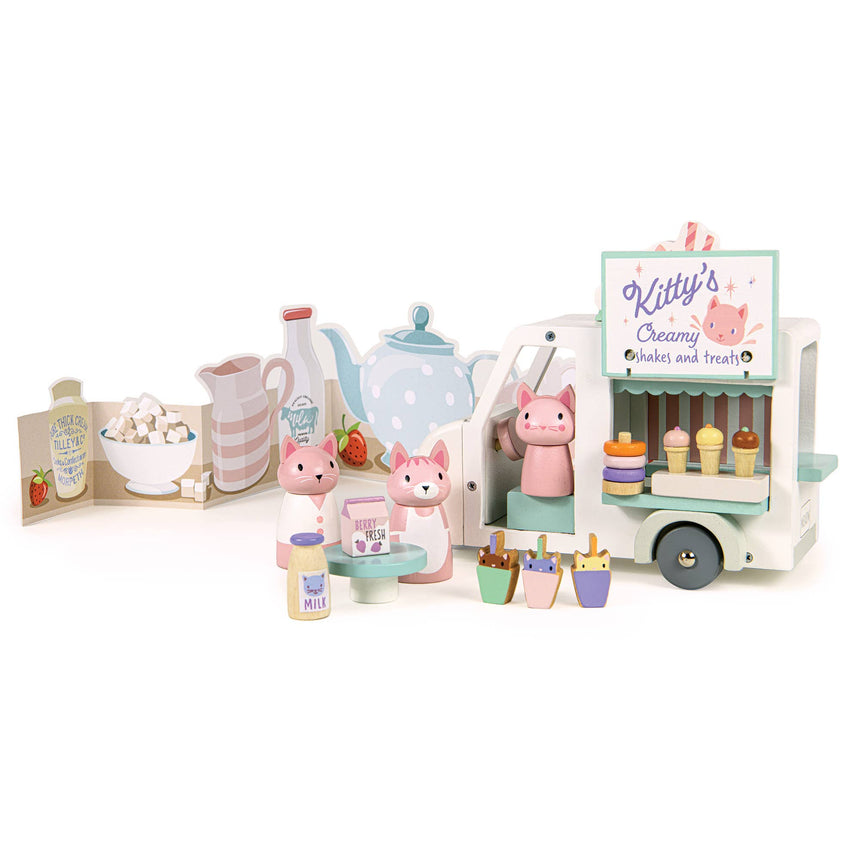 Tender Leaf Toys - Kitty's Milkshake Van wooden play set | Scout & Co