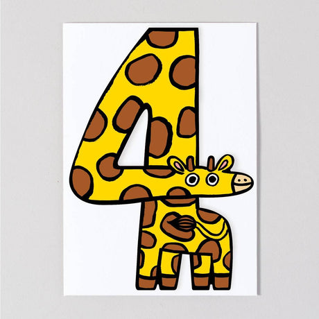 Wrap - Giraffe 4th birthday card | Scout & Co