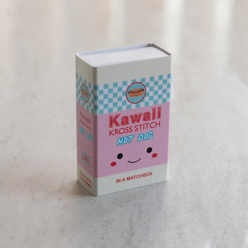 Marvling Bros - Kawaii Hot Dog mini cross-stitch kit in a matchbox | Scout & Co