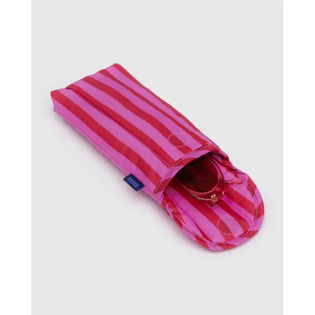 Baggu - Puffy glasses sleeve - Pink & Red Painted Stripe | Scout & Co