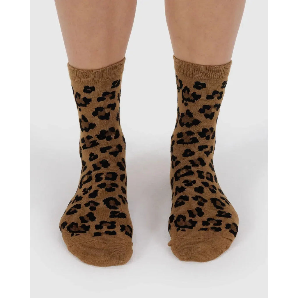 Baggu - Adult crew socks - Dark Leopard | Scout & Co