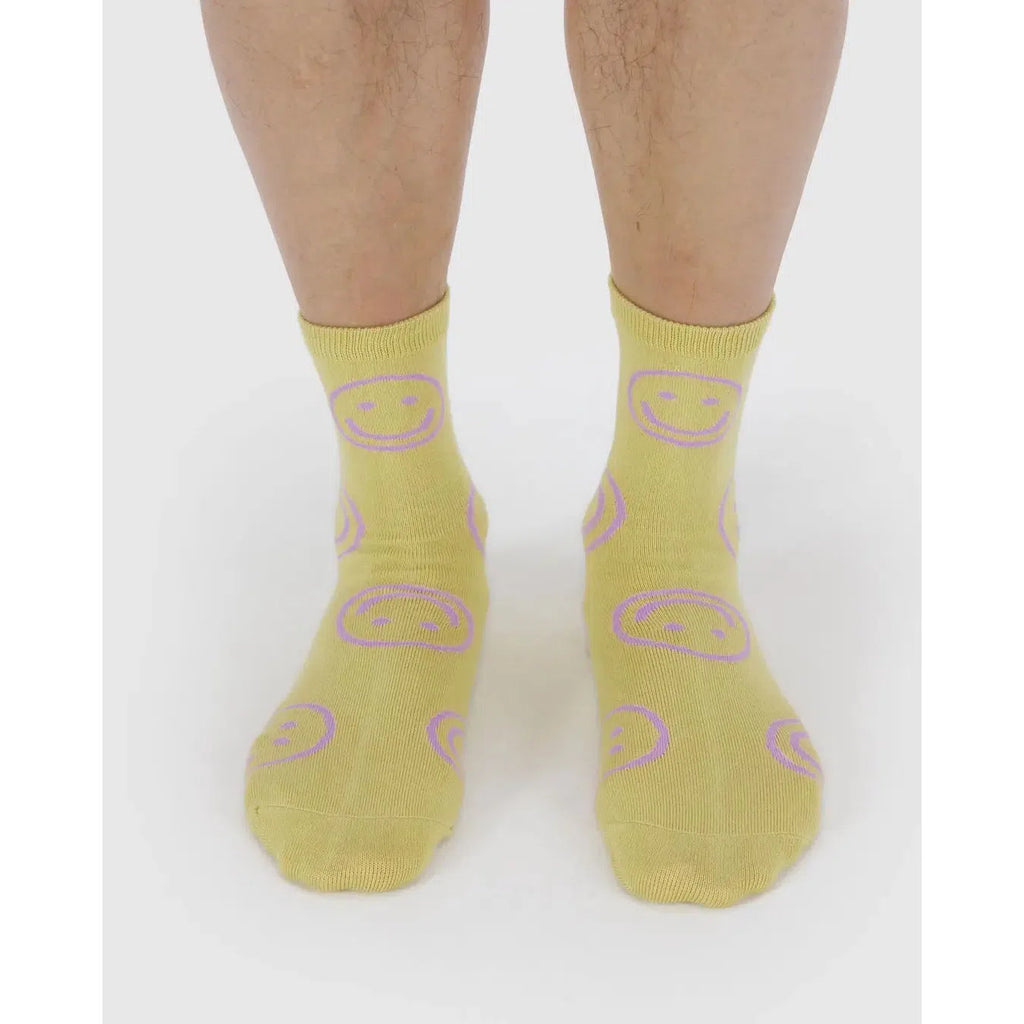 Baggu - Adult crew socks - Straw Happy | Scout & Co