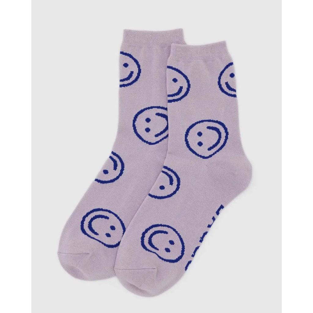 Baggu - Adult crew socks - Dusty Pink Happy | Scout & Co