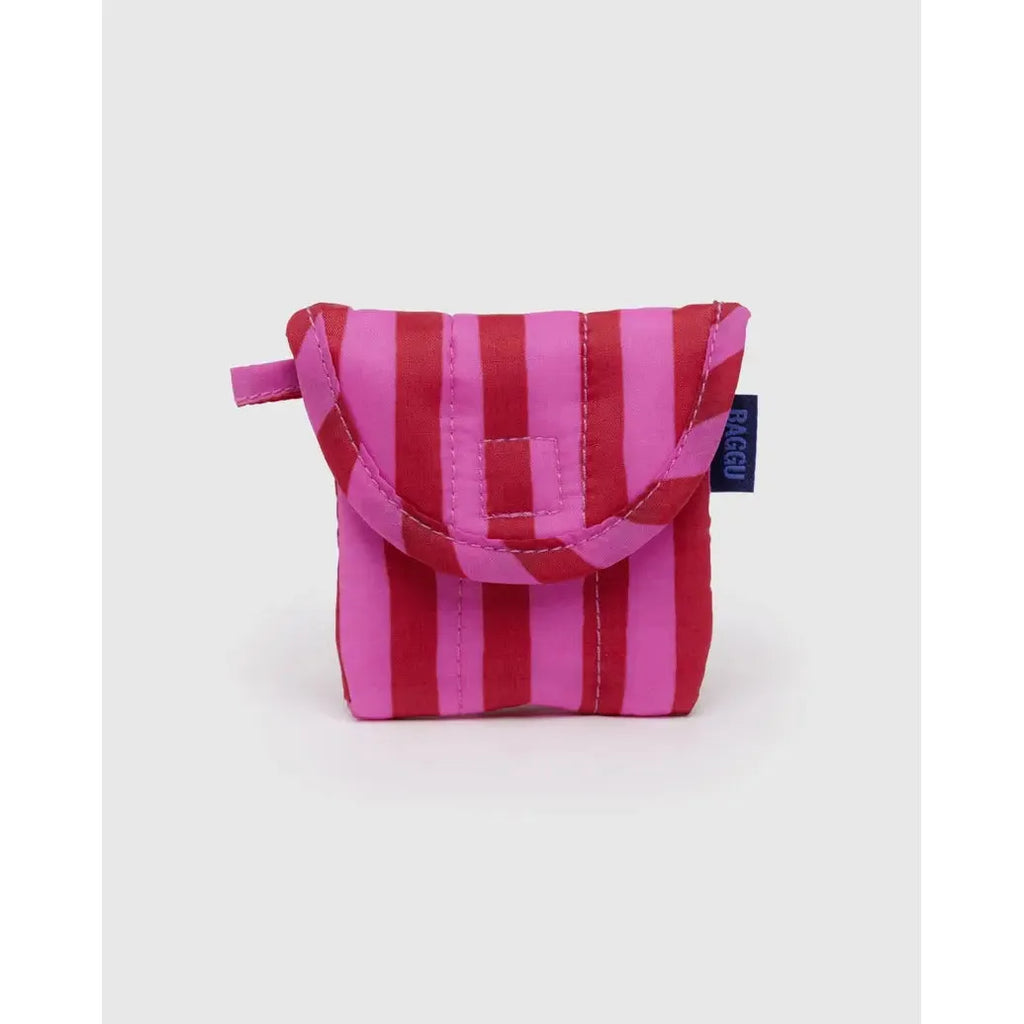 Baggu - Puffy earbuds case - Pink & Red Painted Stripe | Scout & Co