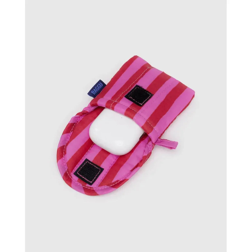 Baggu - Puffy earbuds case - Pink & Red Painted Stripe | Scout & Co