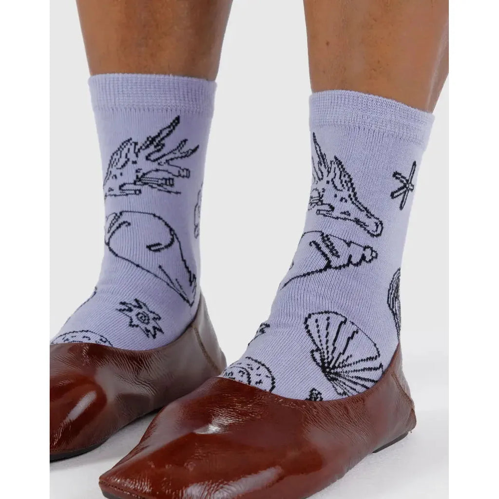 Baggu - Adult crew socks - Shells Light Blue | Scout & Co