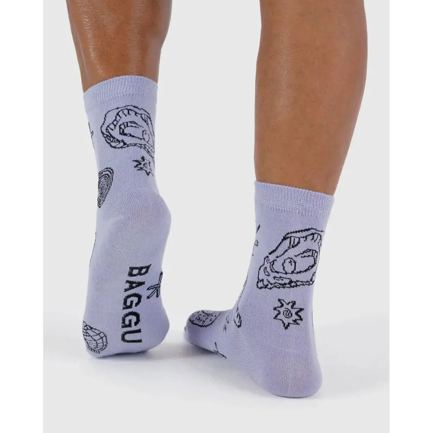 Baggu - Adult crew socks - Shells Light Blue | Scout & Co