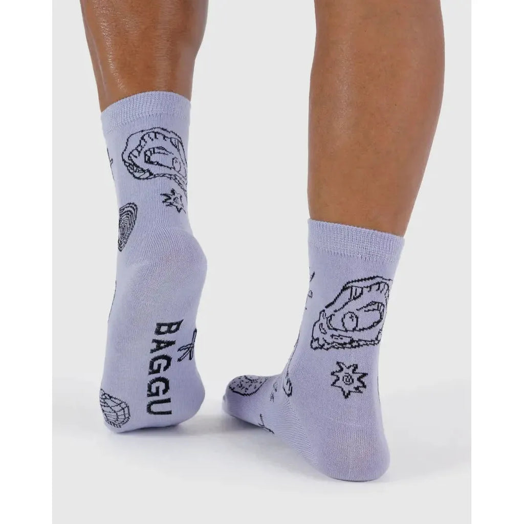 Baggu - Adult crew socks - Shells Light Blue | Scout & Co