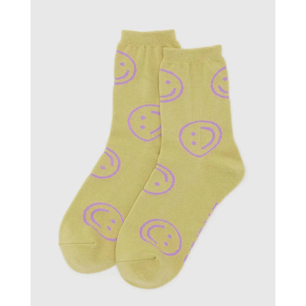 Baggu - Adult crew socks - Straw Happy | Scout & Co