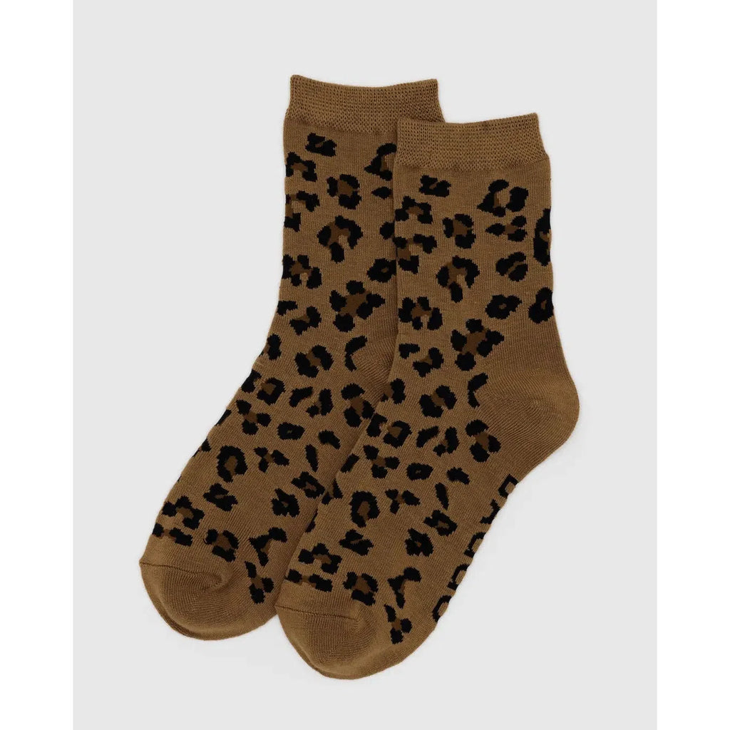 Baggu - Adult crew socks - Dark Leopard | Scout & Co