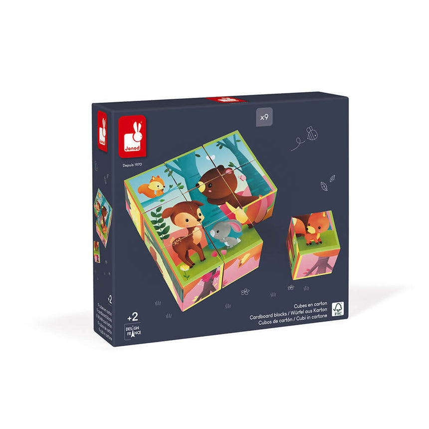 Janod - Kubkid 9 blocks puzzle - Forest Animals | Scout & Co