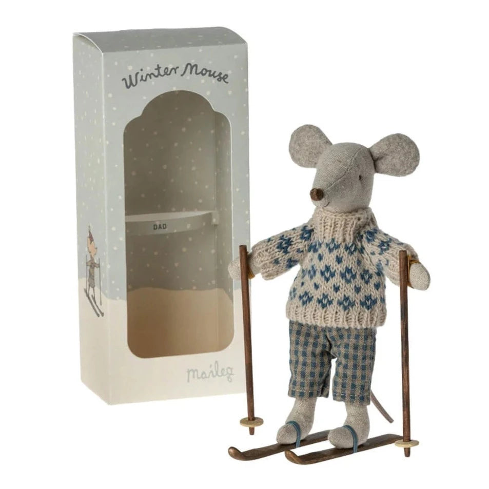 Maileg - Winter mouse with ski set - dad | Scout & Co