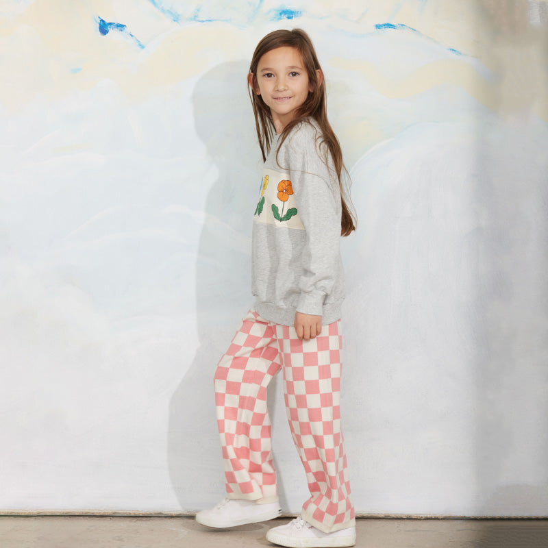 Mini Rodini - Chess check knit trousers - pink | Scout & Co