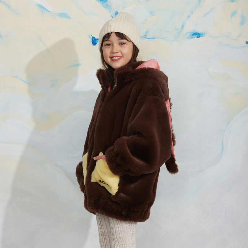 Mini Rodini - Rabbit ear faux-fur jacket