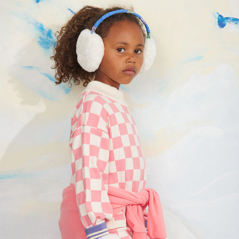 Mini Rodini - Chess check knit sweater - pink | Scout & Co