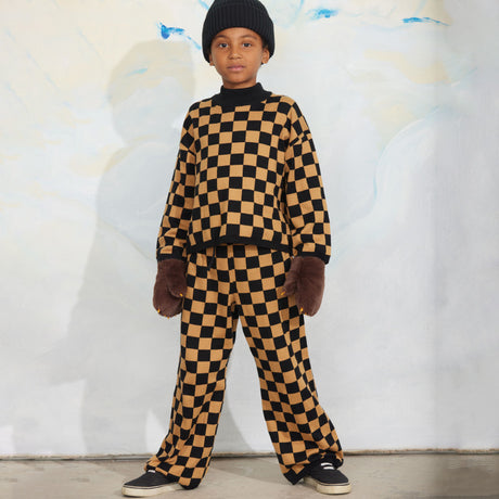 Mini Rodini - Chess check knit sweater - brown | Scout & Co
