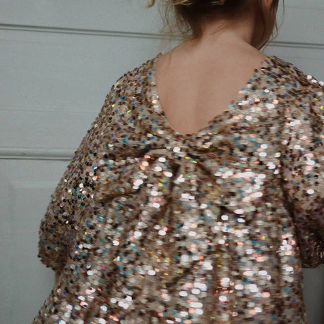 Konges Sløjd - Lila sequins bow dress - Gold glitter