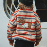 Konges Sløjd - Jody embroidery teddy jacket - Tangerine Stripe | Scout & Co