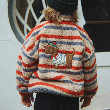 Konges Sløjd - Jody embroidery teddy jacket - Tangerine Stripe | Scout & Co