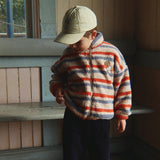 Konges Sløjd - Jody embroidery teddy jacket - Tangerine Stripe | Scout & Co