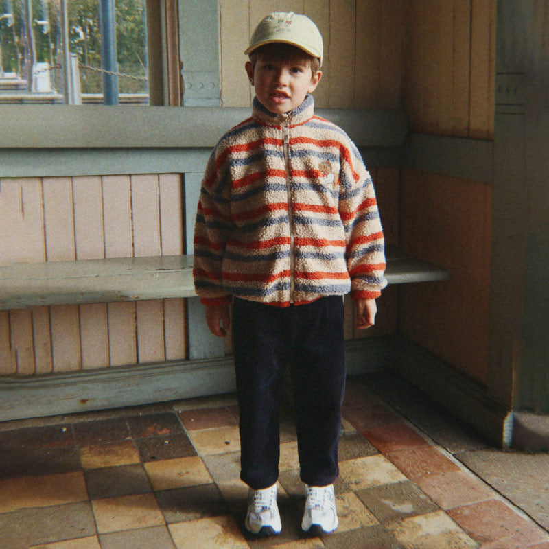 Konges Sløjd - Jody embroidery teddy jacket - Tangerine Stripe | Scout & Co