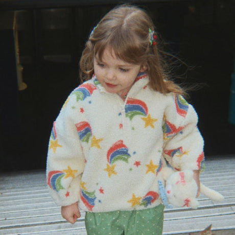 Konges Sløjd - Jody teddy half zip top - Rainbow Star | Scout & Co