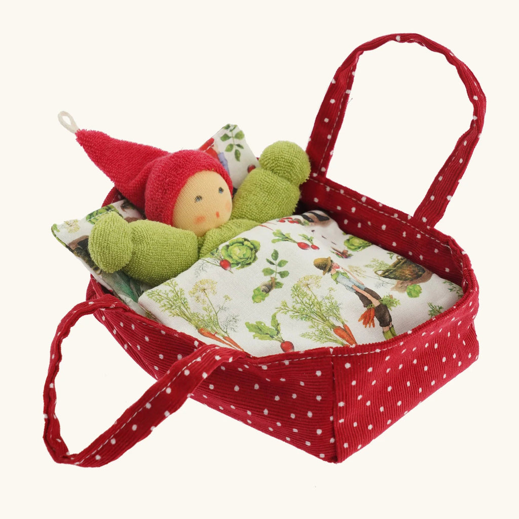 Nanchen - Gnome baby doll in vegetable garden bed - red | Scout & Co