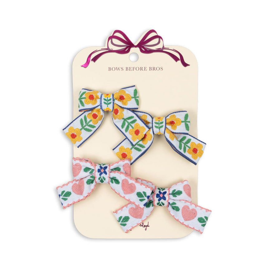 Konges Sløjd - Mini bow hair clips - set of 4 - White / Rose | Scout & Co