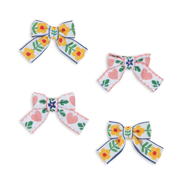 Konges Sløjd - Mini bow hair clips - set of 4 - White / Rose | Scout & Co