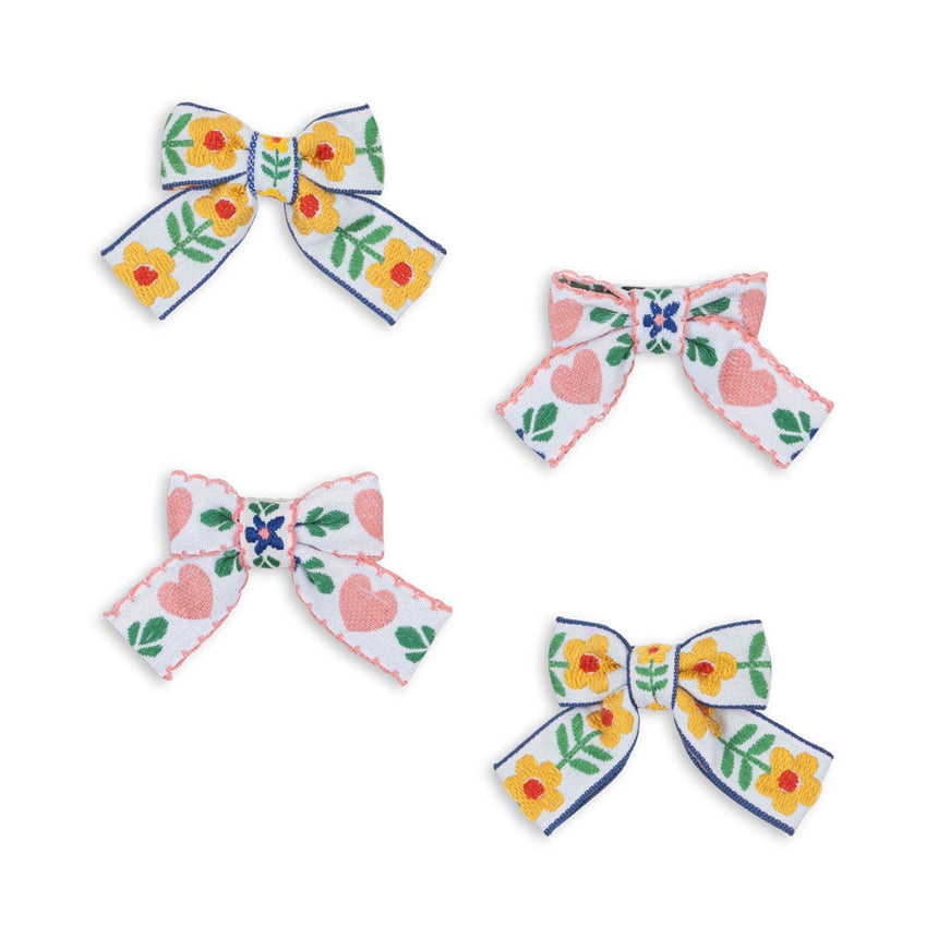 Konges Sløjd - Mini bow hair clips - set of 4 - White / Rose | Scout & Co