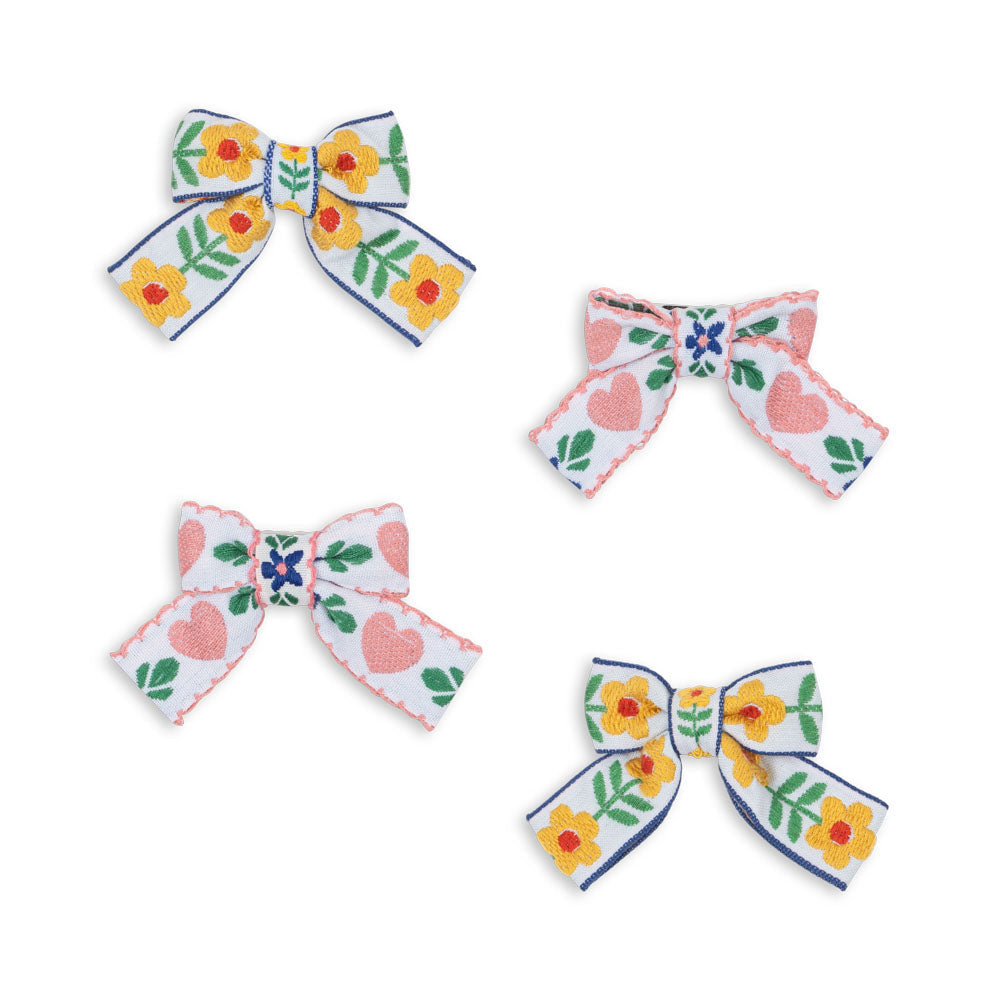 Konges Sløjd - Mini bow hair clips - set of 4 - White / Rose | Scout & Co