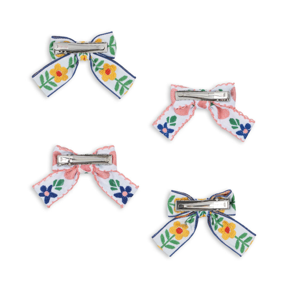 Konges Sløjd - Mini bow hair clips - set of 4 - White / Rose | Scout & Co