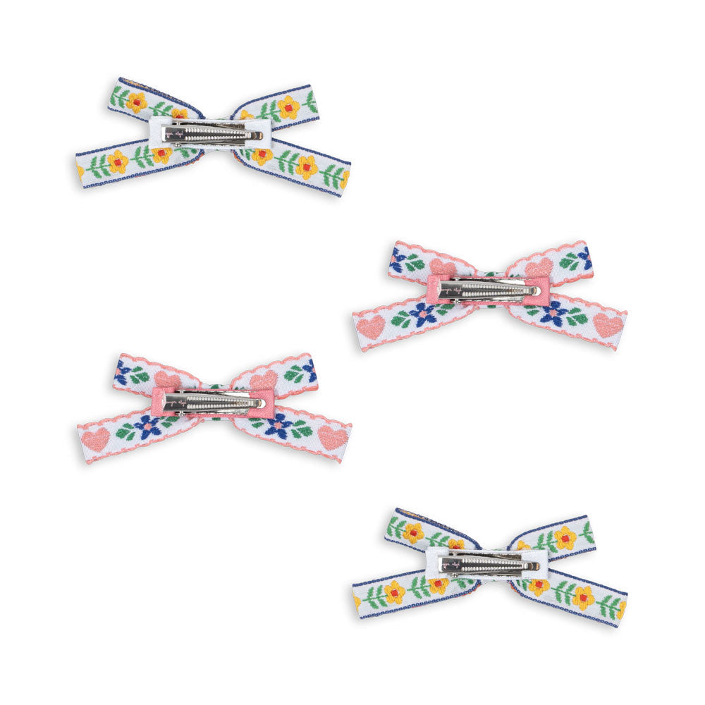 Konges Sløjd - Bow hair clips - set of 4 - White / Rose | Scout & Co