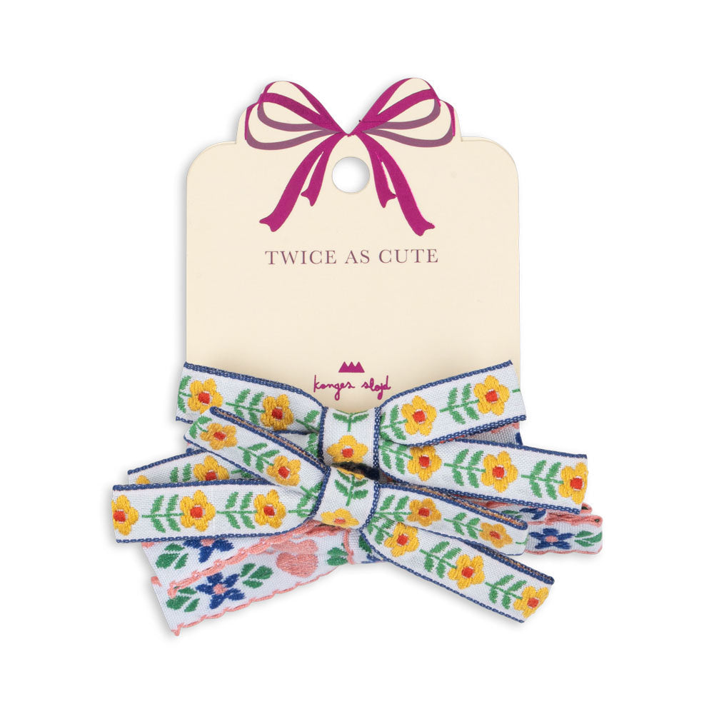 Konges Sløjd - Mini bow hair elastics - set of 4 - White / Rose | Scout & Co