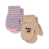 Konges Sløjd - Filla mittens - 2 pairs - Cherry / Stripe | Scout & Co