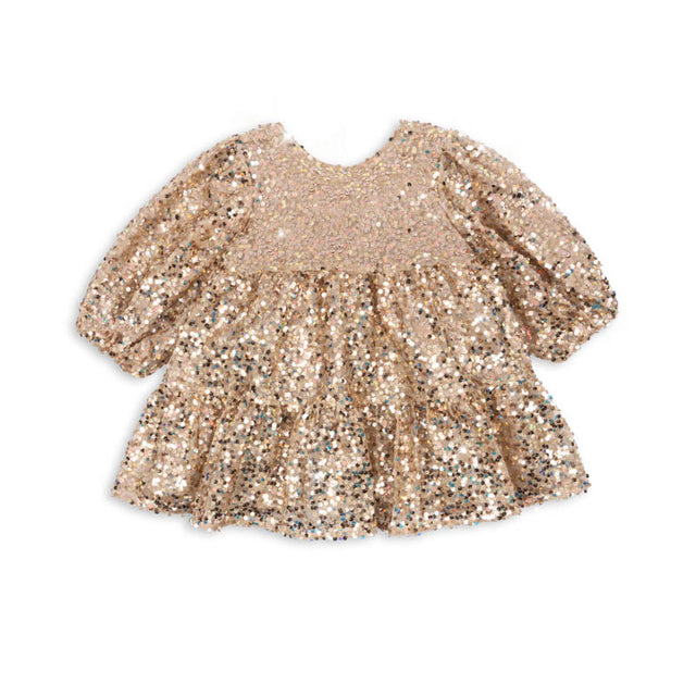 Konges Sløjd - Lila sequins bow dress - Gold glitter | Scout & Co