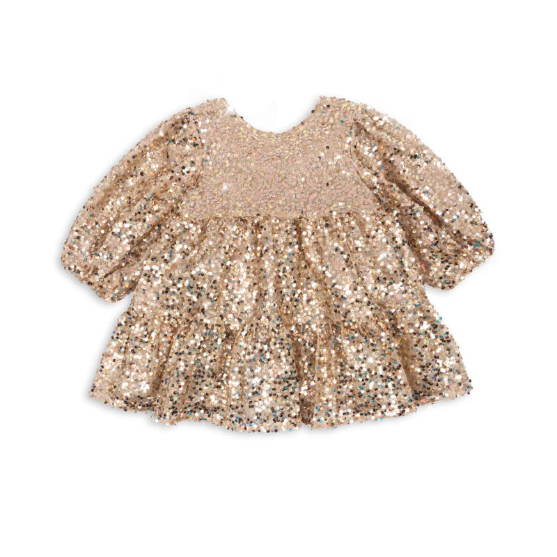 Konges Sløjd - Lila sequins bow dress - Gold glitter | Scout & Co