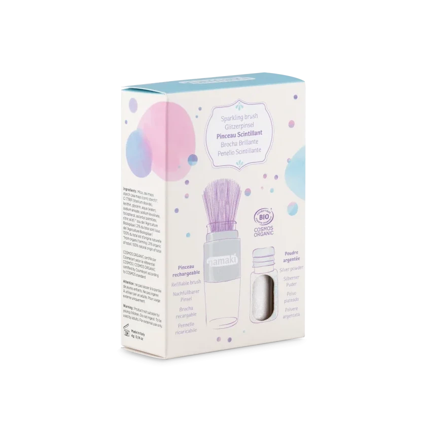 Namaki - Organic sparkling glitter powder + brush for kids - Silver | Scout & Co