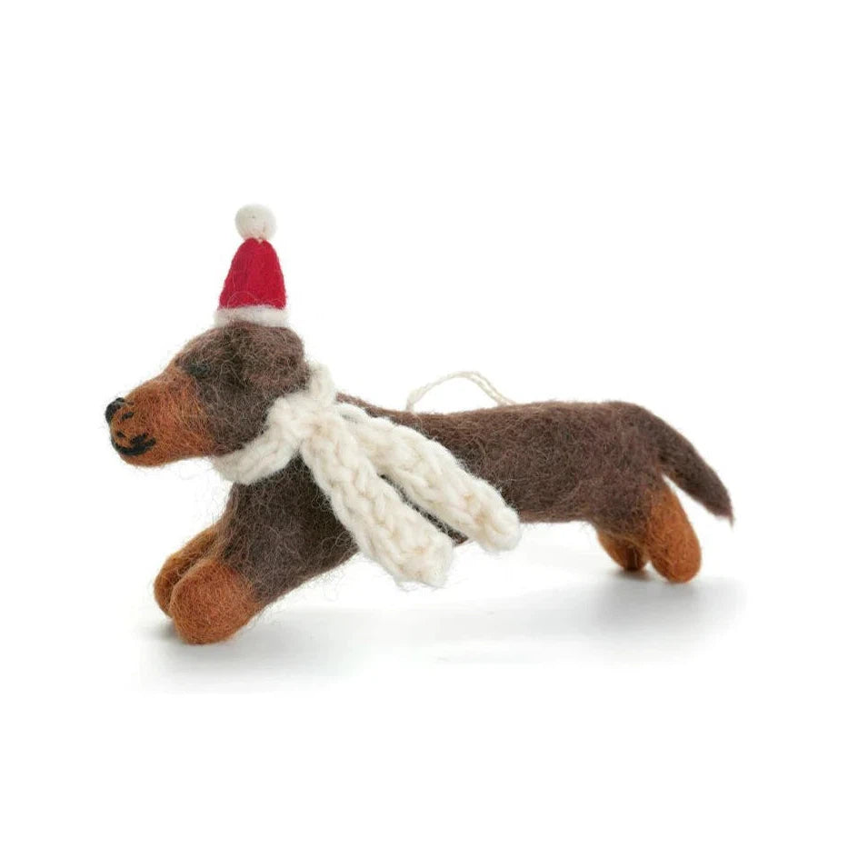 Amica - Sausage dog with hat & scarf - felt decoration | Scout & Co